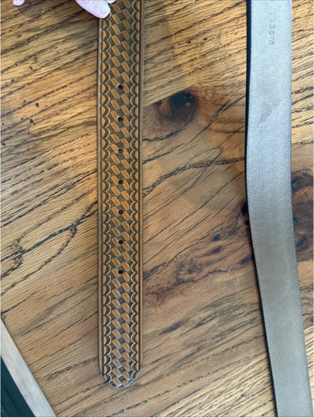 Bison Denim Leather Belt 115cm High Quality Crosshatch Design